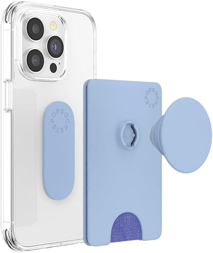 PopSockets Adhesive Phone Wallet and Card Holder with Grip, Light Blue - Cornflower Blue