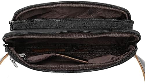 Hebetag Leather Waist Pack Fanny Bag for Men Women Outdoor Travel Sports Running Walking Hiking Hip Bum Belt Slim Cell Phone Purse Casual Waist Wallet Pouch (#13Black)