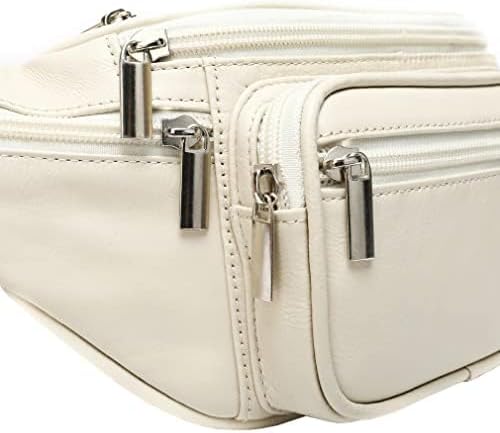 Leather Fanny Pack Waist Bag for Men Women Outdoor Travel Hiking Camping Walking Running Hip Bum Belt Slim Cell Phone Purse Wallet Pouch (Beige)