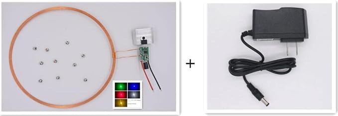 Taidacent 24V 200mm One to Many Long Distance Wireless Inductive Coil LEDs Induction Wireless Charging Power Supply Module (1 Transmitter Coil + 10PCS Multi LEDs + 1PCS 24V Power Adapter)