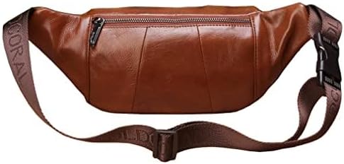 Hebetag Leather Fanny Pack Waist Bag for Men Women Outdoor Travel Walking Hiking Camping Phone Pouch Wallet Casual Daypack, Brown