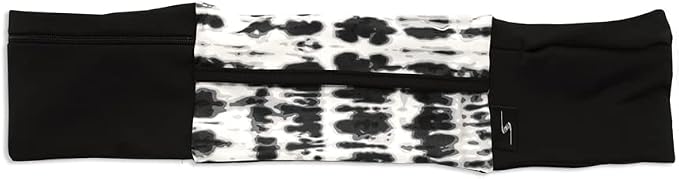 3 Pocket Adjustable Running Belt Waist Pack, Fanny Pack For Working Out With Sweat Resistant Backing, Holds All iPhone Models (Tie Dye/Black, Small/Medium)