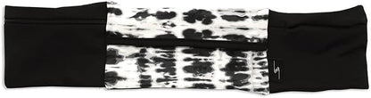 3 Pocket Adjustable Running Belt Waist Pack, Fanny Pack For Working Out With Sweat Resistant Backing, Holds All iPhone Models (Tie Dye/Black, Small/Medium)