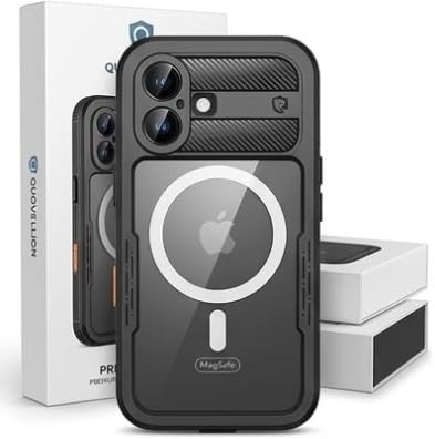 Quovellion Phone Case for iPhone 17 (6.3"), IP68 Waterproof & Dustproof Cover, Full-Body Heavy Duty Rugged Protection with Built-in Screen Protector, Black/Clear