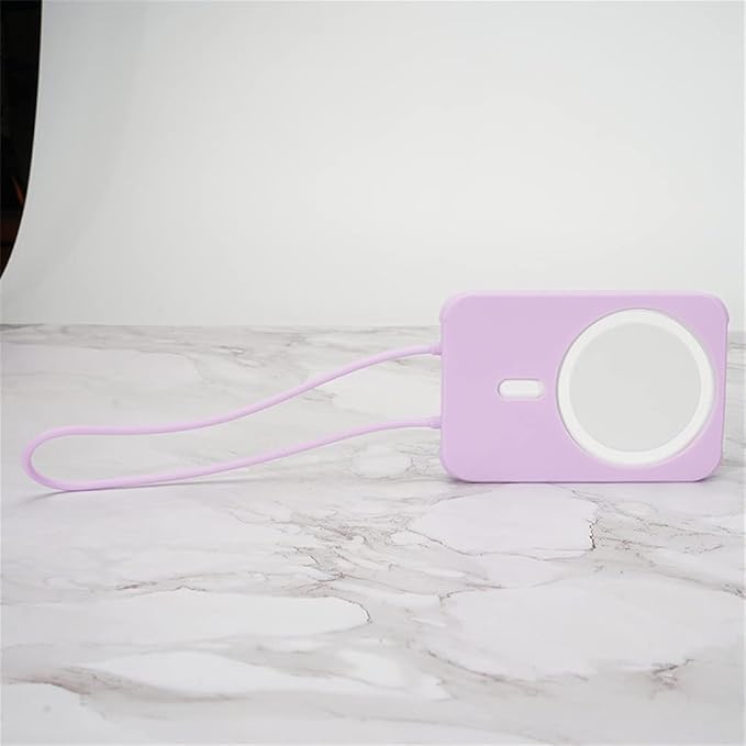 2 Pack DAYJOY Soft Liquid Silicone Protective Case Cover Compatible with Apple MagSafe Battery Pack, Slim and Lightweight Anti-Scratch Shockproof Skin Sleeve with Lanyard (Sky Blue+Purple)