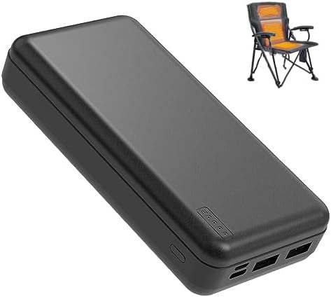 20000 mAh 5V2A Battery Pack for Electric Heated Camping Chair, Heated Blanket, Heated Hunting Seat Pad, Heated Sleeping Bag USB Power Bank for Camping Work Battery Pack(Only Battery Pack)