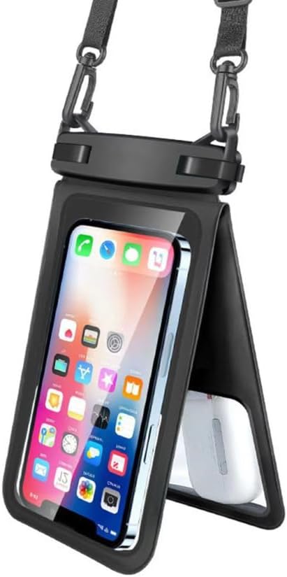 Waterproof Phone Pouch with Floating Strap – Universal Case for iPhone & Samsung – Fits up to 7” Phones – Clear PVC – 2 Pocket Design – Beach, Swim, Kayak Use