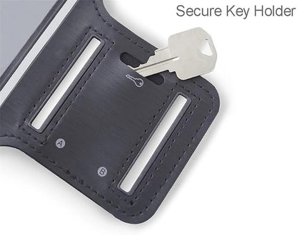 Reflective Adjustable Black Armband Case with Key Holder is Compatible with OnePlus Nord N30 5G. Fits Arms up to 12 inches Big.