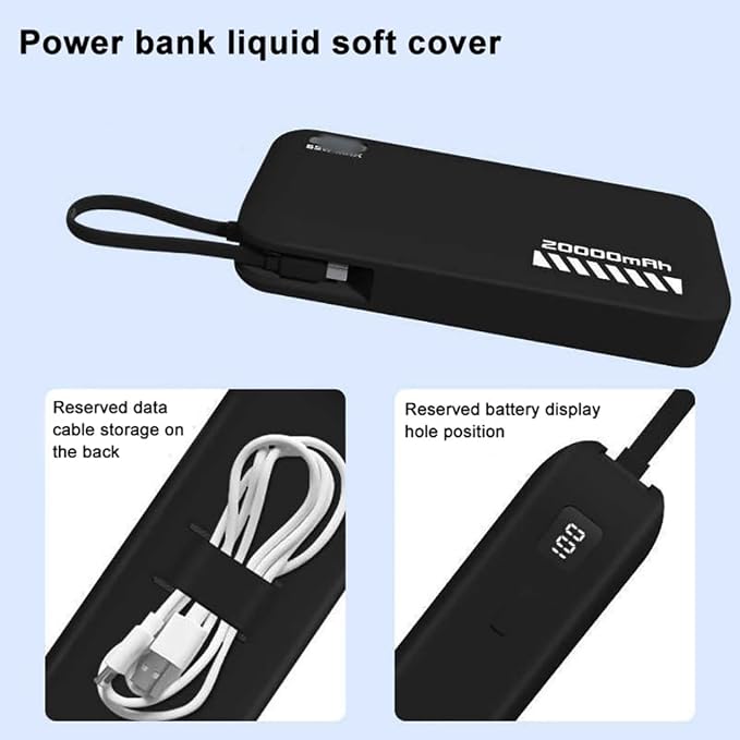 Mobile Power Silicone Case for CUKTECH CP25 20000mah 55W Power Bank Protective Case Power Source Sleeve (Transparent)