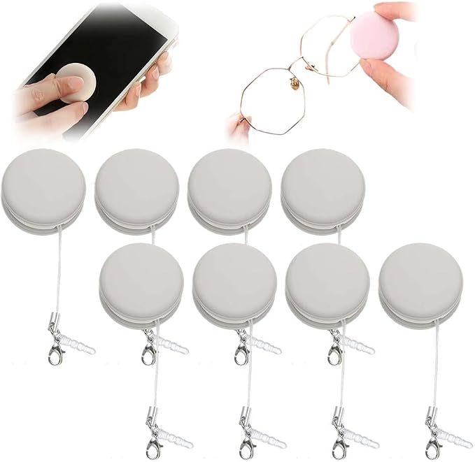 Yilia Macaron Phone Screen Cleaner, Cute Macaron Design Mobile Phone Screen Cleaner, Washable Dedusting Tool for Eyeglasses and Cell Phones (Khaki, 8pcs)