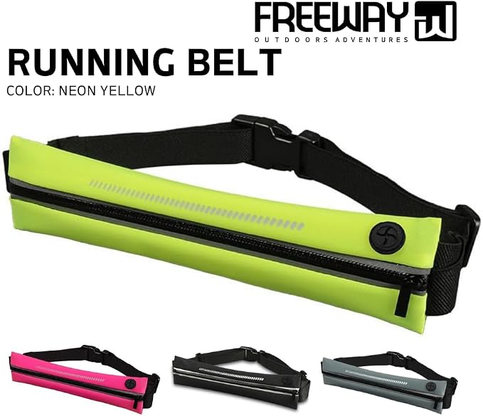 Lightweight Running Belt - Ergonomic Single or Double for Man and Woman - Perfect for running, training, sports (Single, Neon Yellow) designed for carrying Phone, Keys & Essentials
