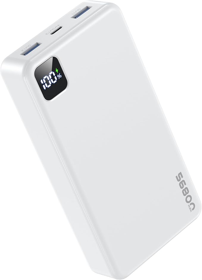 Portable Charger Power Bank, PD 22.5 W Fast Charging Large Capacity Battery Pack, 56800mAh Portable Phone Charger for Travel Camping Essential Compatible with iPhone 17/16/15/14/13 Series, iPad-White