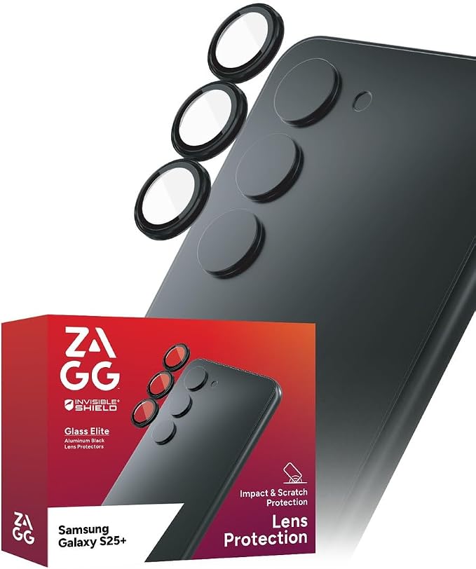 ZAGG Glass Elite Anti-Reflective Samsung Galaxy S25+ Camera Lens Protector – Anti-Glare Technology, Maximum Impact & Scratch Resistance, Smudge-Free Surface, Recycled Materials