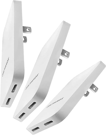 (3 Pack) Galvanox Dual USB-C Flat Wall Charger - Fast Charging Ultra Slim Outlet Plug, Multi Port Type C for iPhone 13, 14, iPhone 15 Pro Max and Samsung Galaxy Phones (20W)