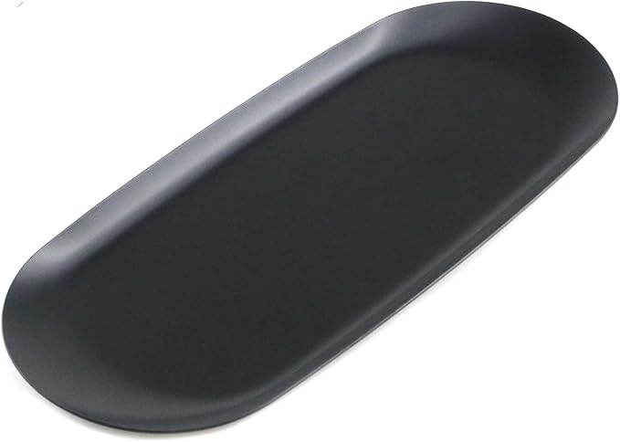KUMGROT Candle Plate Stainless Steel Candle Tray Candle Holder Plate Decorative Small Bathroom Sink Vanity Trays Candle Dish for Jewelry Candle Trimmer (9 Inch Black)