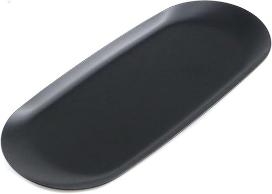 KUMGROT Candle Plate Stainless Steel Candle Tray Candle Holder Plate Decorative Small Bathroom Sink Vanity Trays Candle Dish for Jewelry Candle Trimmer (9 Inch Black)