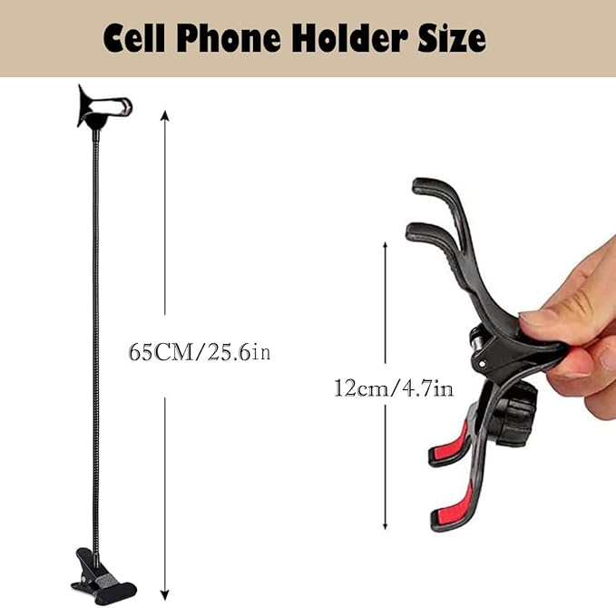 Selfdee Cell Phone Holder,Lazy Bracket, 360-degree Rotating Universal Flexible Long Arms Clip Mount Gooseneck Phones Stand for Bed Flexible Arm Adjustable Mount Clamp on Desk Bedframe (Black)