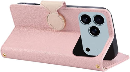 Leather Case for iPhone 17/17 Pro/17 Air/17 Pro Max, Zipper Bag Wallet Flip Cover Stand Function Shoulder Strap All-Round Shockproof Shell,17pro max,White