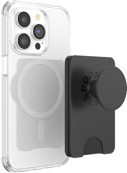PopSockets Phone Wallet for MagSafe, Phone Card Holder with Grip, Black - Black