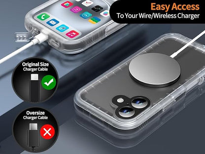 Cozycase for iPhone 16 Case Waterproof - 360 Heavy Duty with Screen/Camera Protector Shockproof IP68 Underwater Dustproof Water Dust Shock Proof Full Body/Front and Back Case Frosted Clear 6.1 inch