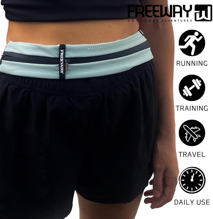 Lightweight Running Belt - for Man and Woman Running Phone Holder, Waist Pack for Workout, Money Belt, Running Gear Accessories (Double, Gray) designed for carrying Phone, Keys & Essentials