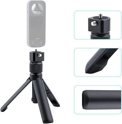 Bullet Time Handle Tripod Rotating Grip for Insta360 X5/X4/X3, DJI OSMO Pocket 3, GoPro – 360° Rotating Grip, 1/4" Thread, 6 lbs Capacity, Compact Selfie Stick & Tabletop Tripod