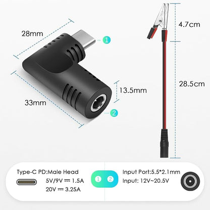 SHNITPWR 72W universal Power Supply Adjustable DC 3.5V ~ 24V 3A AC/DC Adapter with USB C Charger PD 65W Upgraded 100V-240V AC to DC Converter Variable Power Adapter,14 Tips,Alligator Clips Power Cable