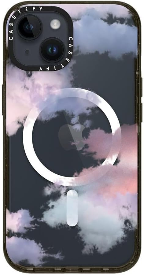 CASETiFY Impact iPhone 14 Case [4X Military Grade Drop Tested / 8.2ft Drop Protection/Compatible with Magsafe] - Clouds - Glossy Black