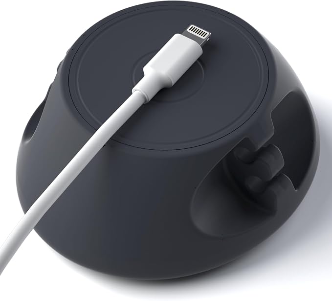 SOOoEC [N52 Ultra-Strong Snap-On Magnetic Cord Holder, Weighted Desktop Cable Organizer, Premium Liquid Silicone, No Collars Needed for iPhone & USB-C, Dual-Side Slots, Space Gray