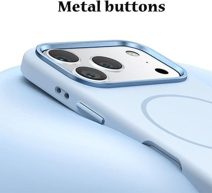 Magnetic Case for iPhone 17 Pro Max/17 Pro/17 Air/17, Wireless Charging Case, Ultra Thin Liquid Silicone Soft Fiber Lining Cover, (17,Blue)