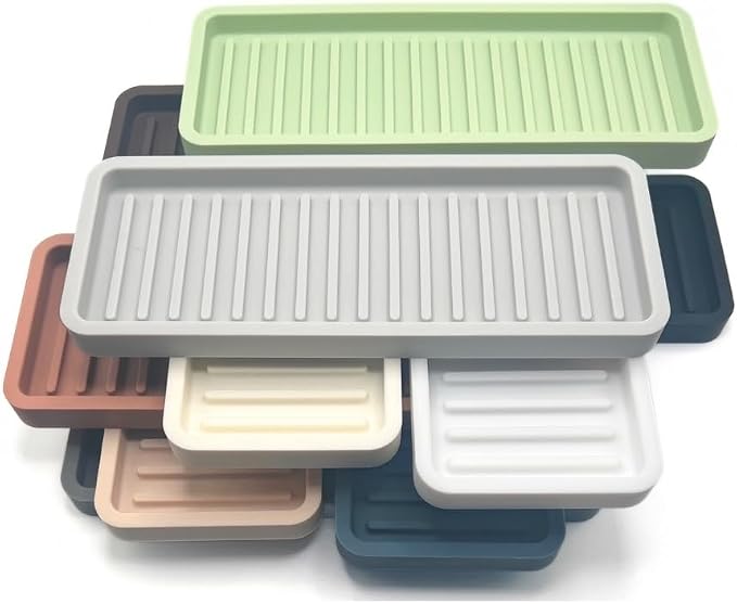 Happitasa Silicone Kitchen Sink Organizer Tray, Sponge Holder and Countertop Protector | Bathroom and Kitchen Soap Dish and Dispenser Tray (Sand Dollar, 12"x4")