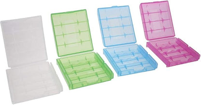Heyiarbeit 4 x AA Battery Storage Case Holder Organizer Box Transparent Purple Blue Green 4Pcs
