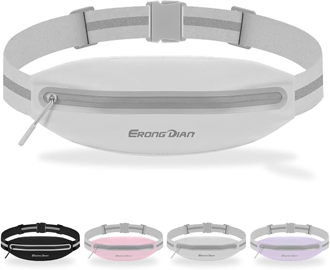 Fanny Pack for Men, Running Belts Waist Pack for Women, Water Resistant Runners Belt Bag, Bounce Free Waist Belt for iPhone Samsung Card Key, Phone Holder for Running Jogging Workout - Grey