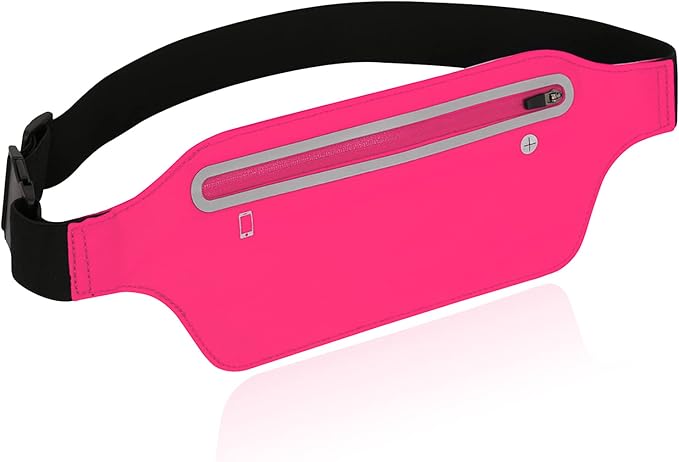 Fanny Packs for Women,Waterproof Fanny Pack for Men,Adjustable Running Belt Waist Pack Slim Expandable Pocket Belt,iPhone Running Holder Cell Phone Elastic Waist Pouch Bag for Galaxy Pink