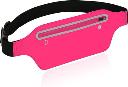 Fanny Packs for Women,Waterproof Fanny Pack for Men,Adjustable Running Belt Waist Pack Slim Expandable Pocket Belt,iPhone Running Holder Cell Phone Elastic Waist Pouch Bag for Galaxy Pink