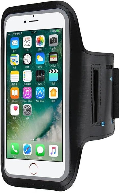 Compatible with Samsung Galaxy A15.Reflective Adjustable Black Armband Case with Key Holder Fits Arms up to 14 inches Big.