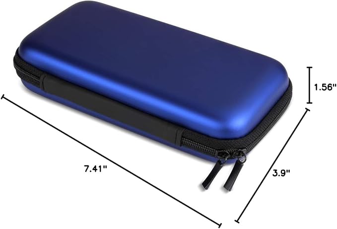 iMangoo Travel Essential Electronics Organizer Pouch Charger Case, Shockproof Dual Zipper Power Bank Cables Tech Accessories Purse, Men & Women Travel Must Have Storage Bag, 6.5x3.2x1 inch Blue