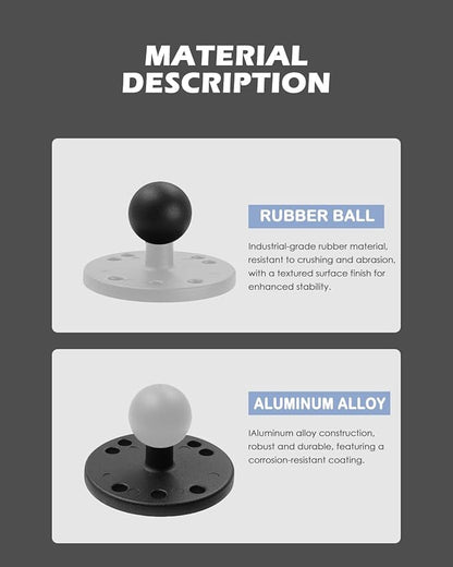 1" Ball Double Socket Arm with AMPS Ball Mount Base, Aluminum Alloy Universal Electronic Device Mount Ball (Circle Base)