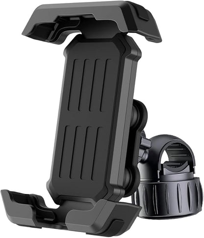 Motorcycle Phone Mount Holder - [Dual Vibration Dampener] [Upgrade Handlebar Clip] Motorcycle Cell Phone Holder, Bike Phone Mount, Fit iPhone 16/15/14/13 Pro Max, 4.7-6.7" Phones, Black