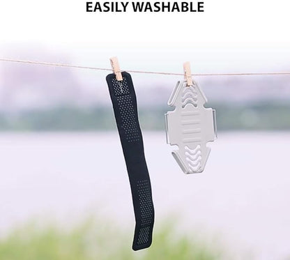 BONE Run Tie, Running Armband Phone Holder, Skin-Friendly & Washable Silicone Sport Armband, Universal Workout Phone Carrier Compatible with 4"-6.7" Smartphones (Black - Size L/Arm Size 9.8-15.7")