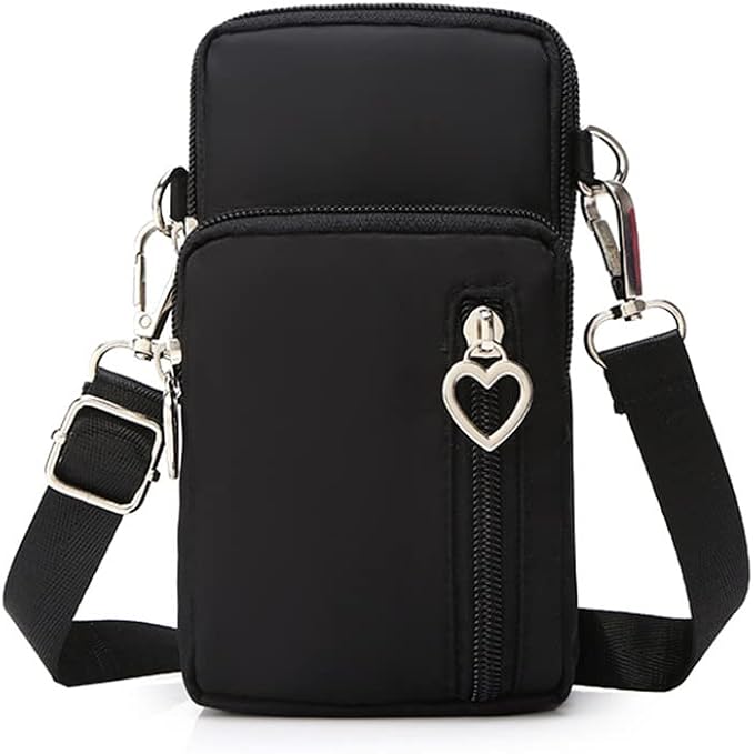 Cellphone Little Crossbody Purse Bag Armband for iPhone 15 14 13 12 Pro Max, Samsung Galaxy Note 20 S24 S23 S22 S21 S20 Ultra Plus Fe A15 5G A13 A14 A54 5G A53 A32 A03S A05S A71 Pixel 8 7 Pro (Black)