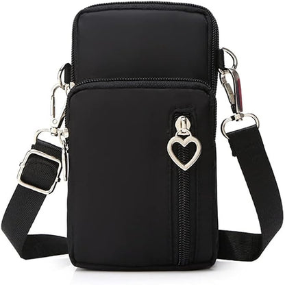 Cellphone Little Crossbody Purse Bag Armband for iPhone 15 14 13 12 Pro Max, Samsung Galaxy Note 20 S24 S23 S22 S21 S20 Ultra Plus Fe A15 5G A13 A14 A54 5G A53 A32 A03S A05S A71 Pixel 8 7 Pro (Black)