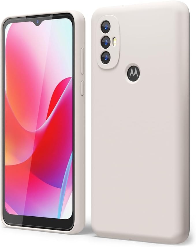 oakxco for Motorola Moto G Power 2022 Phone Case/Moto G Play 2023 Phone Case Liquid Silicone, Thin Slim Soft Rubber Gel TPU Plain Simple Cover for Women Girl Cute, Matte Solid Color,Beige Stone Cream
