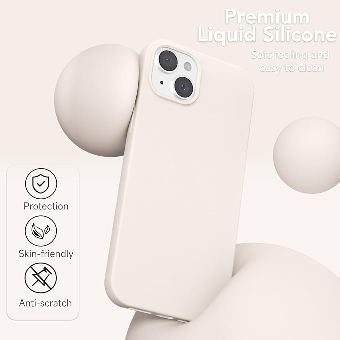 for iPhone 13 Mini/ 12 Mini Case Silicone Compatible with Magsafe Case, Ultra Slim Thin Magnetic Phone Cases Mag Safe, Cute Soft Rubber Gel Matte Wireless Charging Cover for Women, Beige Cream