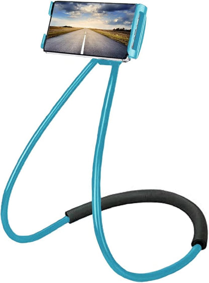 Chapter Seven Universal Smart Mobile Phone Stand,Hanging on Neck Cell Phone Mount Holder, Flexible Lazy Bracket DIY Free Rotating for Multiple Functions (Black) (Blue)