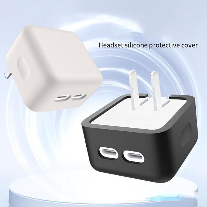 Silicone Protective Case Cover for Apple 35W Double USB-C Power Adapter,Shockproof Drop-Resistant Dust-Proof All-Round Protection Skin Shell (Gray)