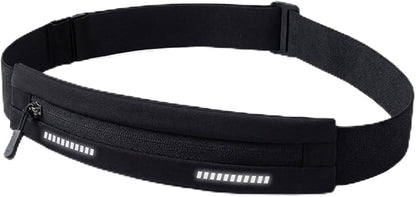 Entchin Slim Running Belt, Runners Fanny Pack for Women Men, Elastic Phone Holders, Money Belt Bag for Yoga & Gym (Black)