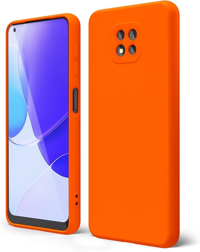 oakxco for Motorola Moto G Power 2021 Phone Case Liquid Silicone, Neon Bright Solid Color, Thin Slim Soft Rubber Gel Matte TPU Plain Simple Cover for Women, Neon Orange