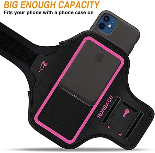 Armband for iPhone 17/17 Pro/16/16 Pro/15/15 Pro/14/14 Pro/13/13 Pro/12/12 Pro/11/XR,Sweatproof Running Exercise Bag with Card Slot for iPhone 16,15,14,13,12,11,iPhone XR (Pink)
