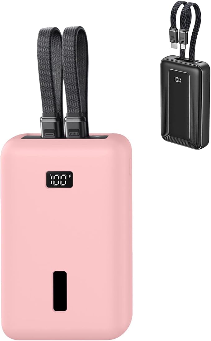 for Anker Zolo Power Bank 2025 20,000mAh 30W A1681/A1689,Silicone Protective Case, Shockproof Cover with LCD Display Visible, Anti-Lost Strap, Precision Cutouts for All-Port Charger(Pink)